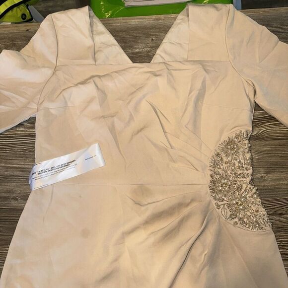 JS Collections Ashley Draped Column Gown Women's 14 Champagne Maxi. 17 - Picture 7 of 15